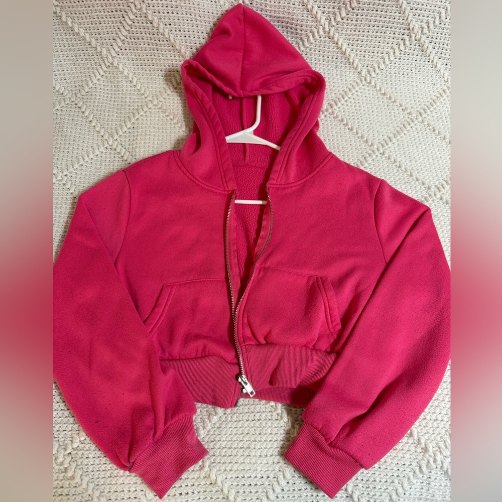 small SHEIN cropped pink jacket
